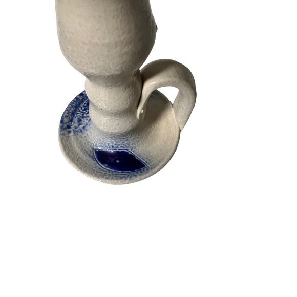 1 Williamsburg Pottery Candlestick Holder Primitive Folkart Americano Blue gray - Picture 8 of 9